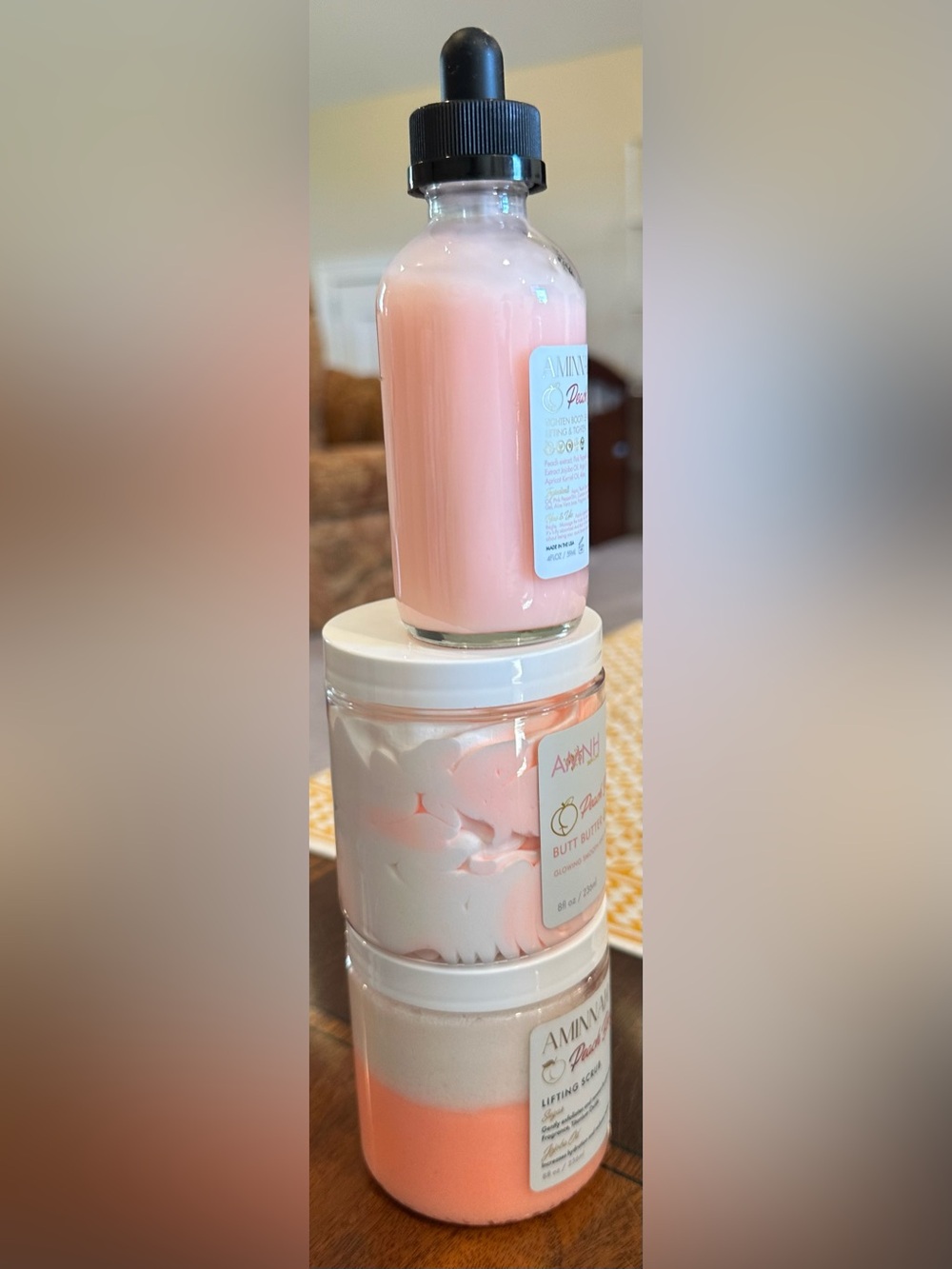 AMINNAH Peach Booty Lifting Scrub, Butt Butter & Lift and Tighten Serum $108 NEW - Picture 2 of 2